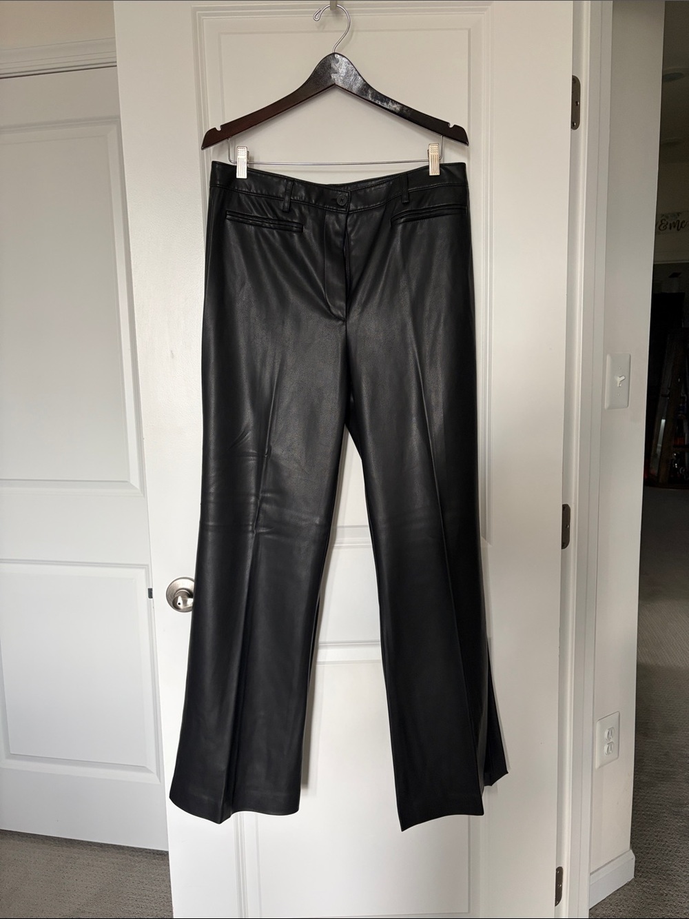 Rebecca Taylor Black Wide-Leg Faux Leather Pants